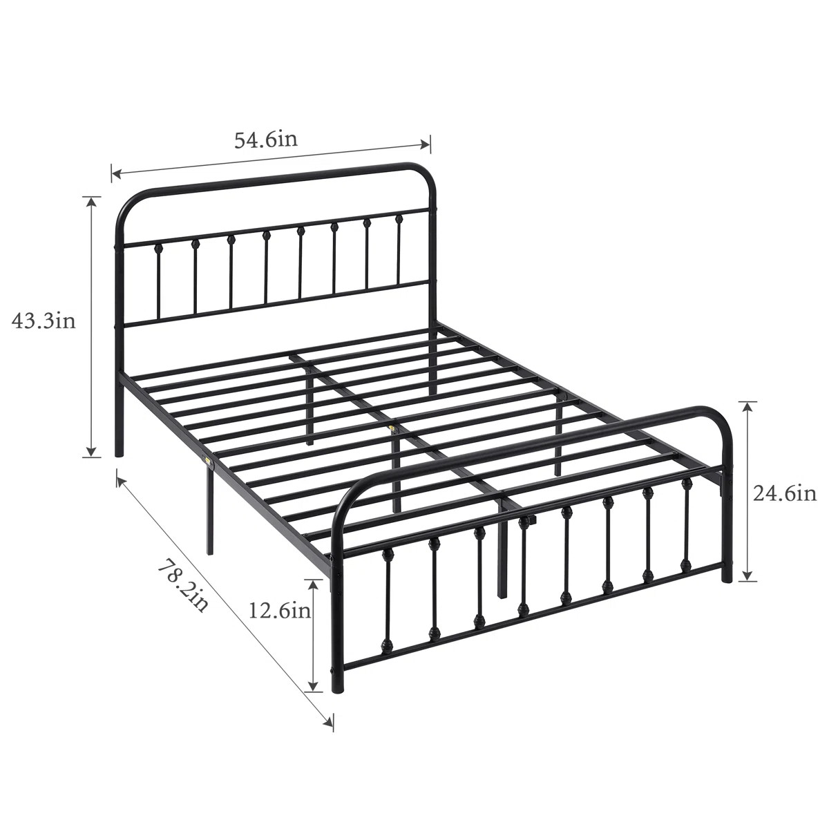 Kempst Full Size Bed Frame with Headboard and Footboard, Classic Metal Platform Bed Frame, Mattre... | Wayfair North America