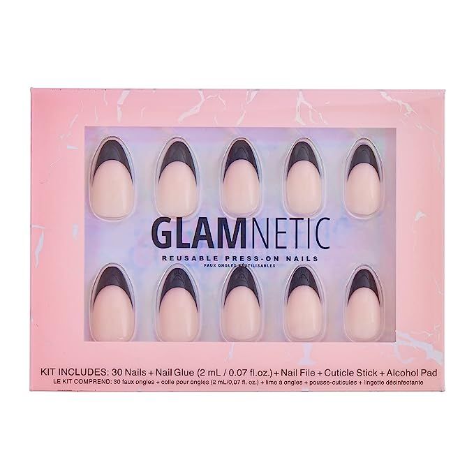 Glamnetic Press On Nails - Caviar | Semi-Transparent, Short Almond Nails, Reusable | 15 Sizes - 3... | Amazon (US)