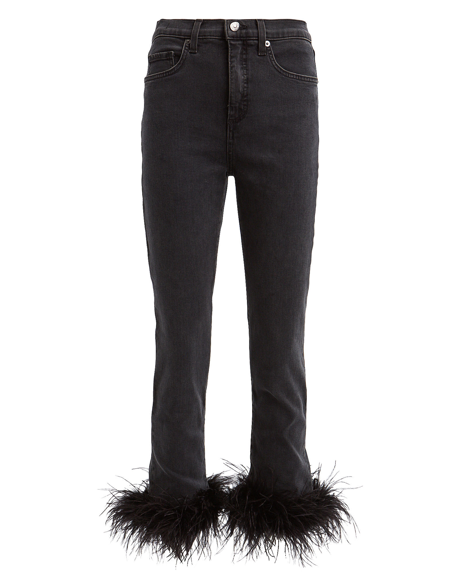 Kareena Feather-Trimmed Skinny Jeans | INTERMIX