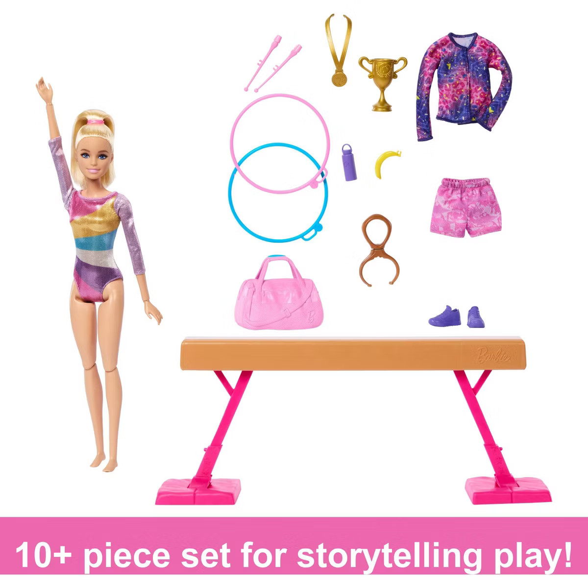 Barbie Gymnastics Playset with Blonde Fashion Doll, Balance Beam, 10+ Accessories & Flip Feature ... | Target