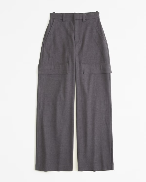 Midweight Suiting Wide Leg Cargo Pant | Abercrombie & Fitch (US)