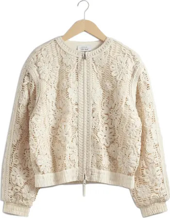 & Other Stories Soutache Embroidered Mesh Bomber Jacket | Nordstrom | Nordstrom