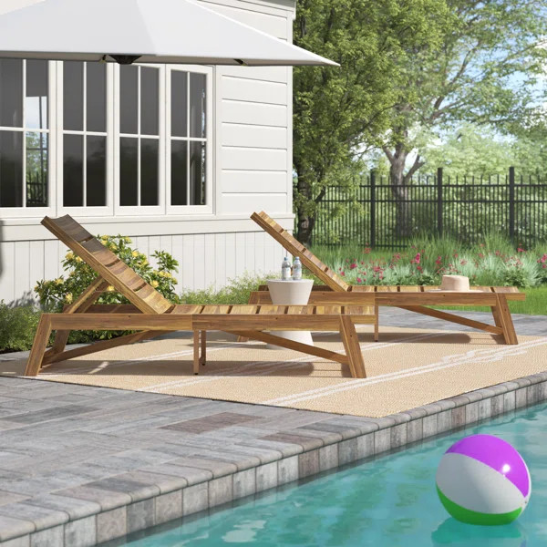 Vinita Outdoor Acacia Chaise Lounge Set | Wayfair North America
