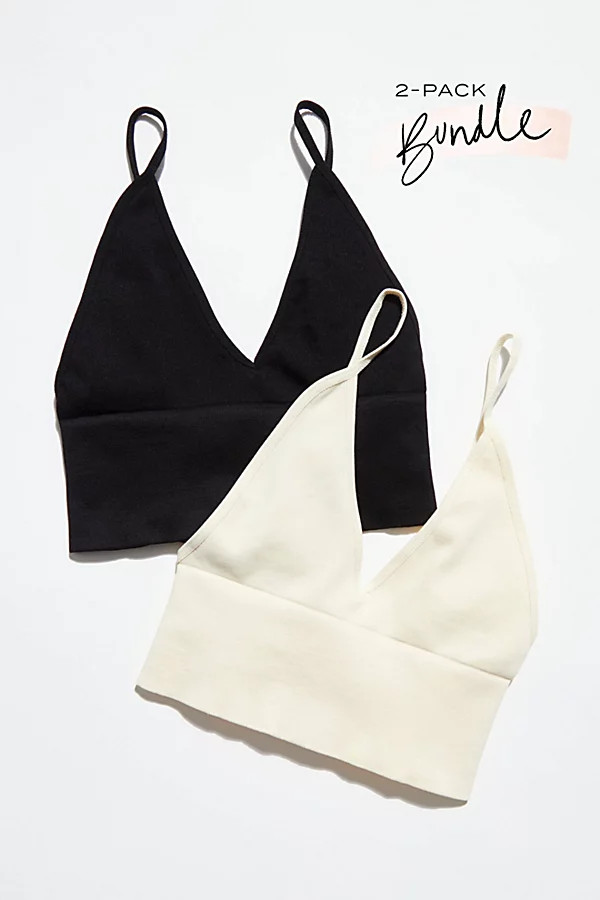 Ali Low-Back Seamless Bra 2-Pack Bundle by Intimately at Free People, Black & White Combo, M/L | Free People (Global - UK&FR Excluded)