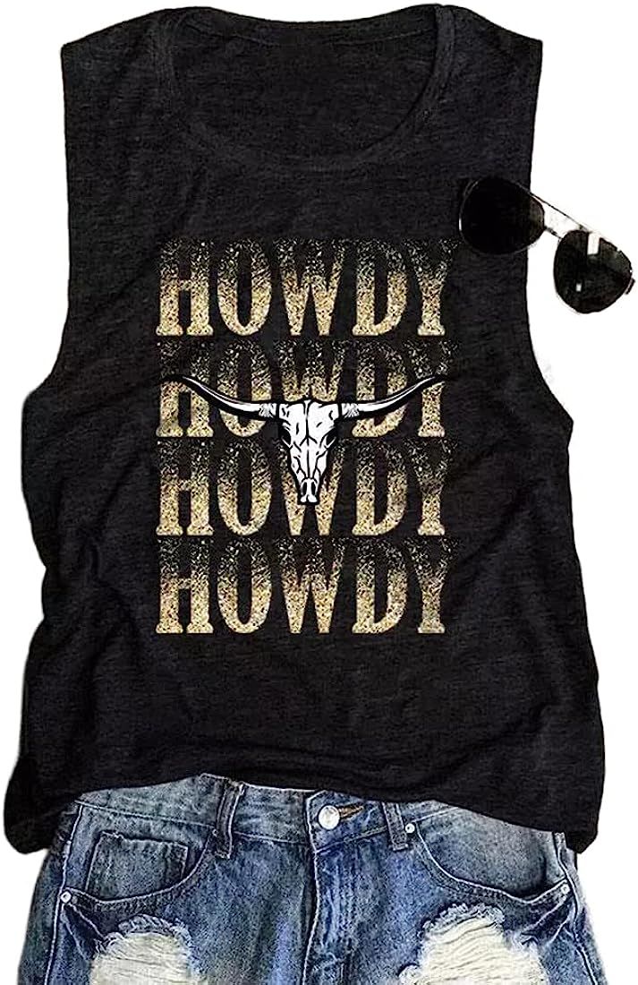 Howdy Shirt Women Rodeo Cowgirl Tank Tops Country Western Shirt Country Music Gift Tshirt Nashvil... | Amazon (US)
