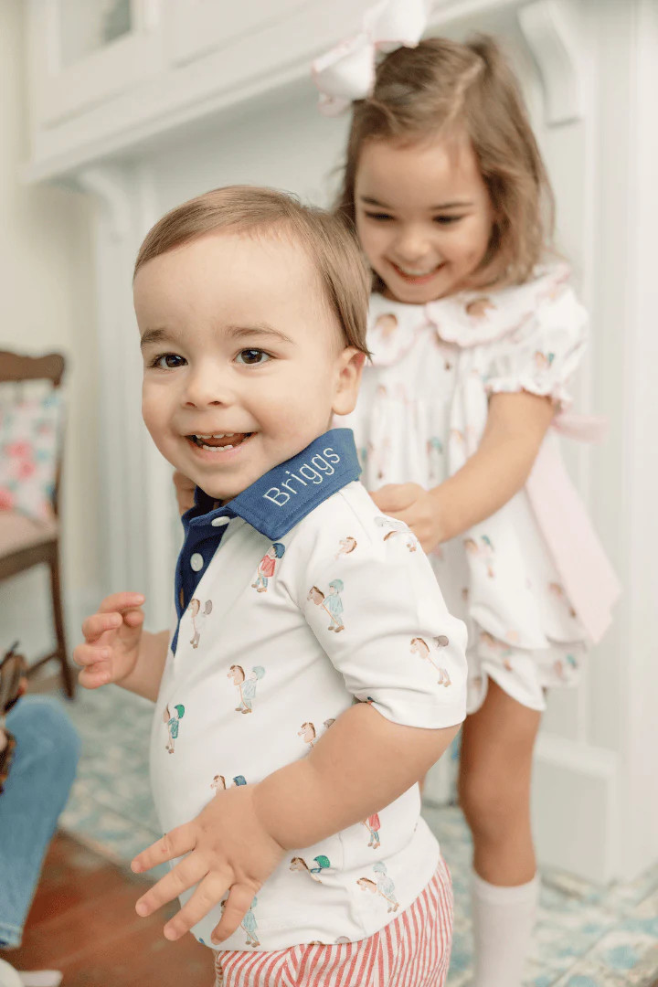 TSF x Shelby Back Stick Horse Red Seersucker Short Set | The Smocked Flamingo