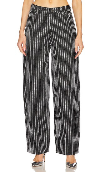 Sequin Twill Wide Leg Pant in Black | Revolve Clothing (Global)