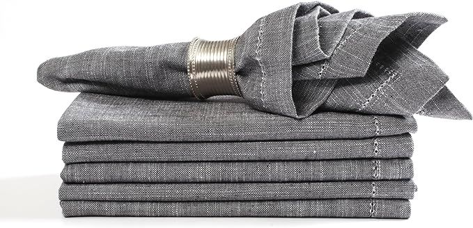 Cotton Textured Grey Napkin Table Napkins Cloth Set of 6 (20X20 Inch Charcoal Cloth Napkins) 100%... | Amazon (US)