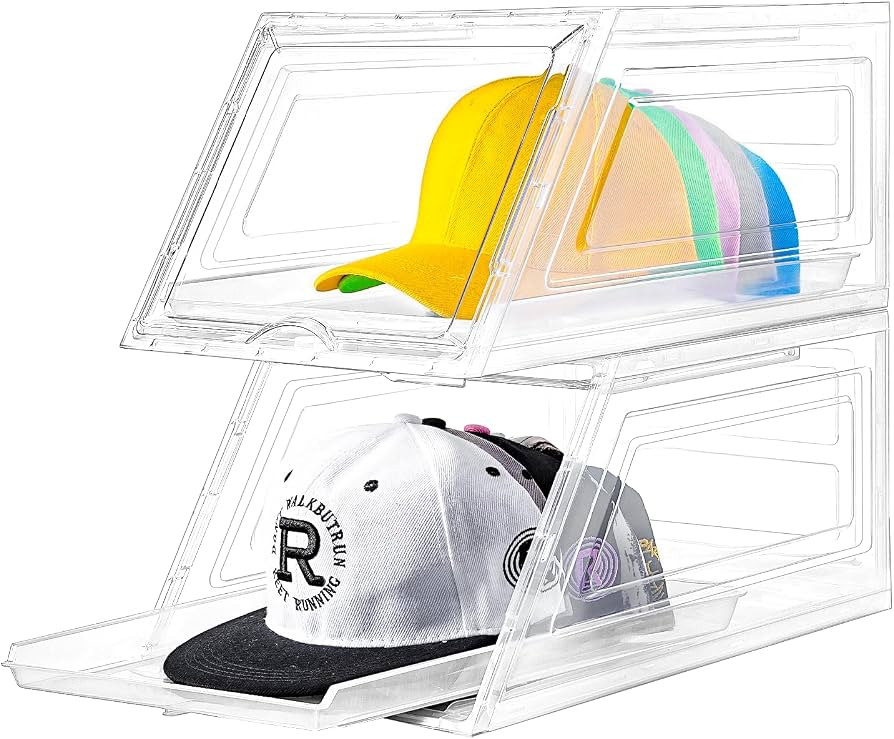 Stackable Clear Hat Organizer for Baseball Caps with Sliding Drawer | Amazon (US)