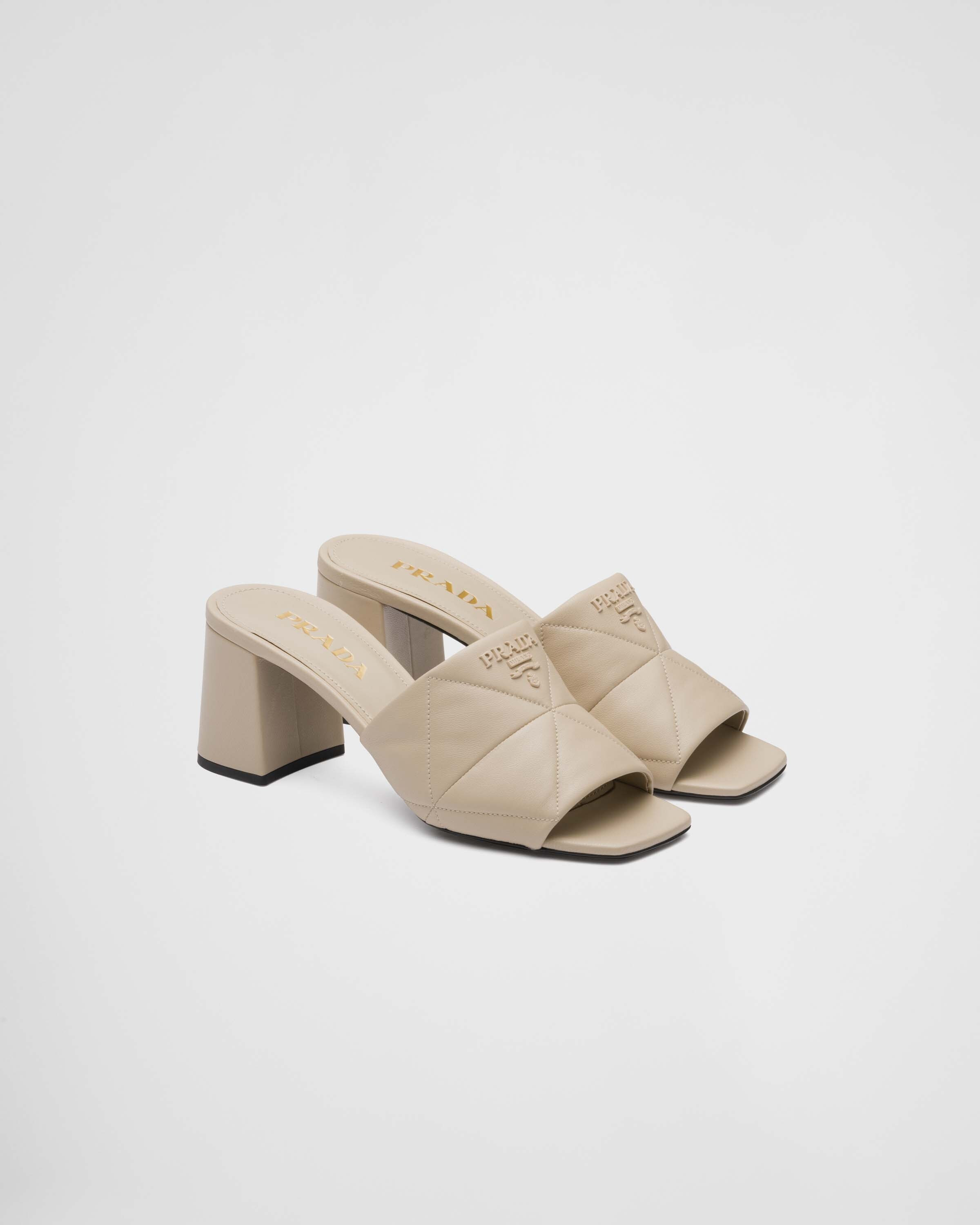 Quilted nappa leather heeled sandals | Prada US
