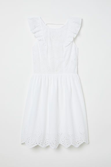 H & M - Dress with Eyelet Embroidery - White | H&M (US + CA)