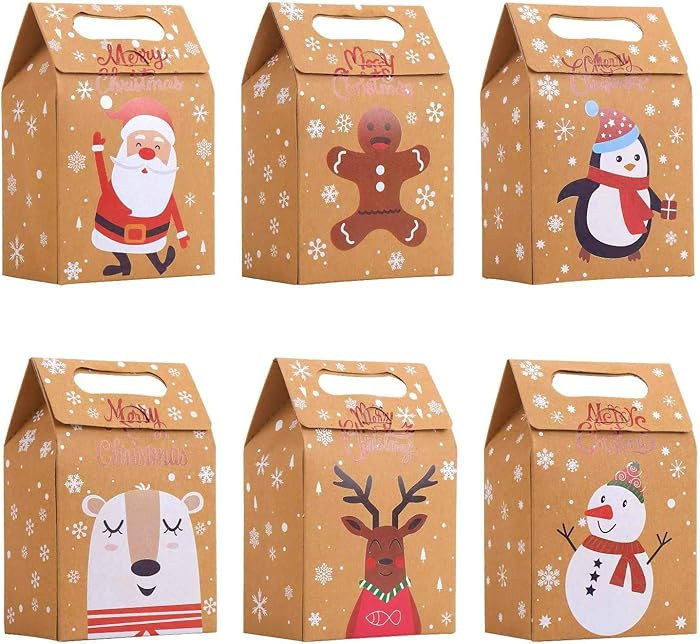 STEFORD Christmas Kraft Paper Gift Boxes,24PCS Christmas Candy Gift Treat Bags for Xmas Party Sup... | Amazon (US)