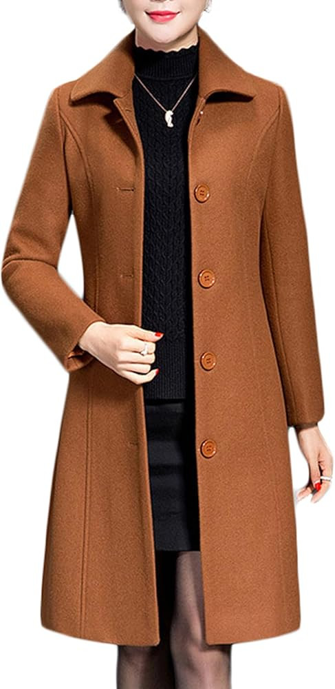 Jenkoon Women's Wool Trench Coat Winter Long Thick Overcoat Walker Coats | Amazon (US)