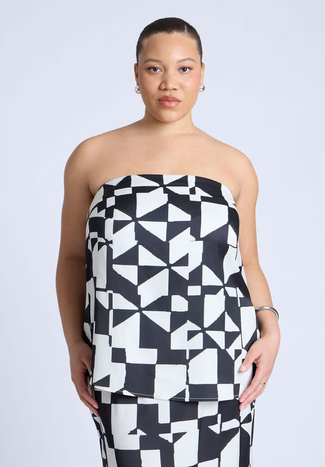 Column Satin Tube Top | Eloquii