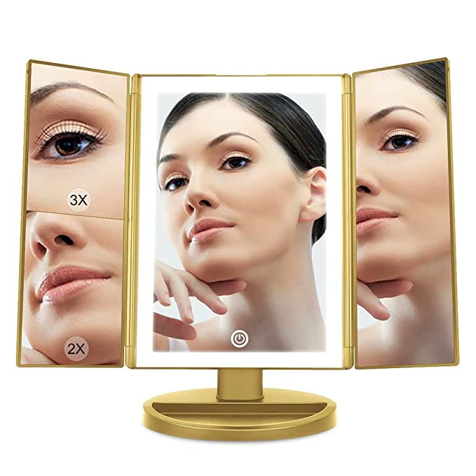 Beautyworks Backlit Makeup Vanity Mirror 36 LED Lights Touch-Screen Light Control, Tri-Fold 1/2/3... | Amazon (US)