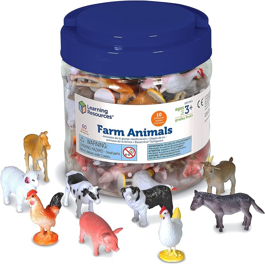 Learning Resources Farm Animal Counters - 60 Pieces, Ages 3+ Toddler Learning Toys, Farm Animals ... | Amazon (US)