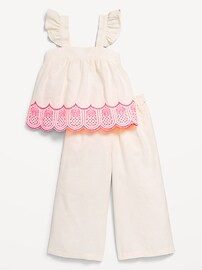 Sleeveless Linen-Blend Top and Wide-Leg Pants Set for Toddler Girls | Old Navy (US)