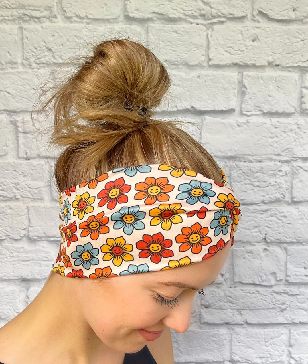 Retro Floral Headband, Vintage Looking Headband, Headband, Stretch Headband, Soft Fabric, Wide He... | Etsy (US)
