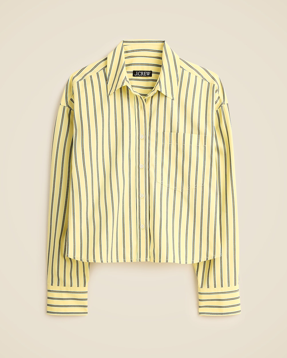 Étienne cropped button-up shirt in striped cotton poplin | J. Crew US