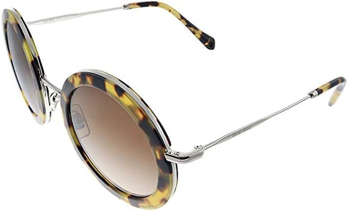 Miu Miu MU 59US 7S06S1 Tortoise Metal Round Sunglasses Brown Gradient Lens | Amazon (US)