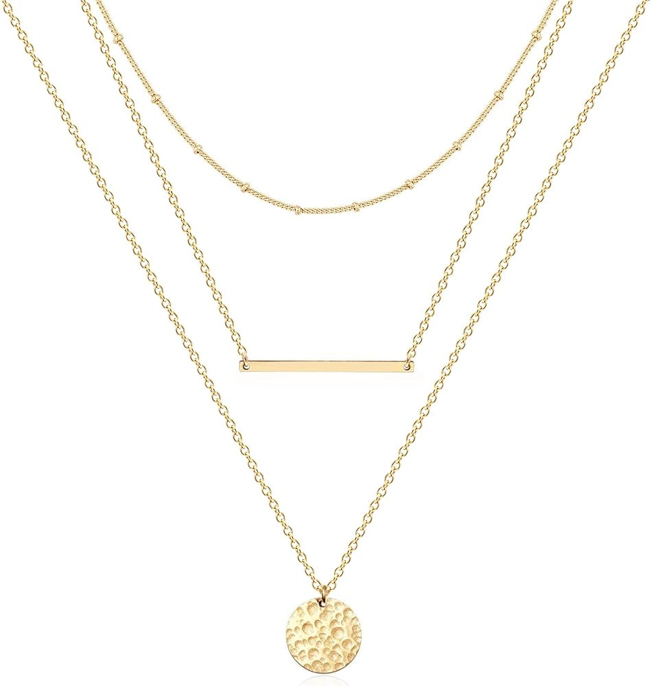 Ldurian Layered Necklaces for Women - 14K Dainty Gold Plated Layering Chokers Necklaces Set Multi... | Amazon (US)