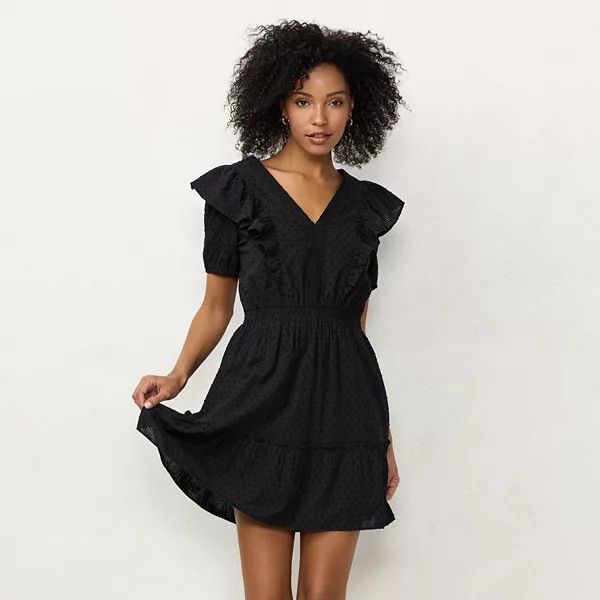 Women's LC Lauren Conrad V-Neck Ruffle Mini Dress | Kohl's