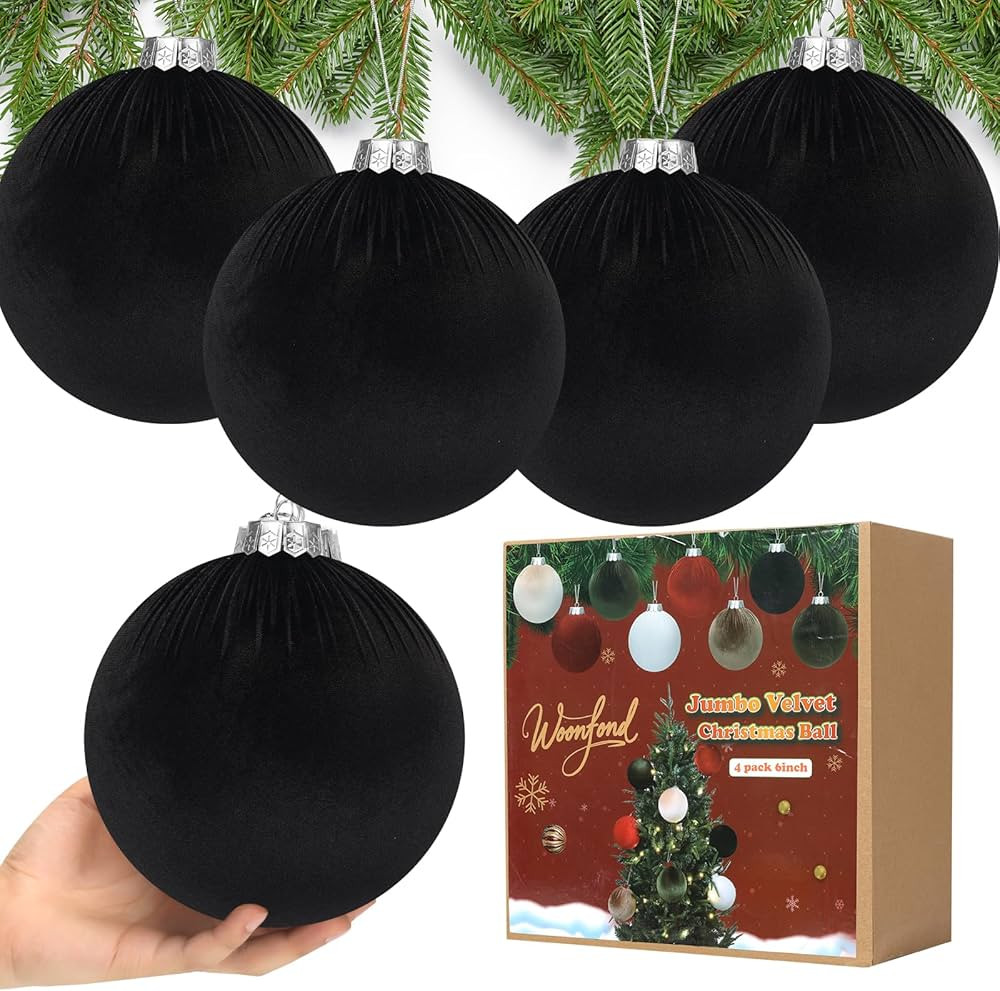 4 Pieces Jumbo Christmas Velvet Balls, Large Christmas Tree Ball Ornaments, Giant Xmas Tree Ornam... | Amazon (US)
