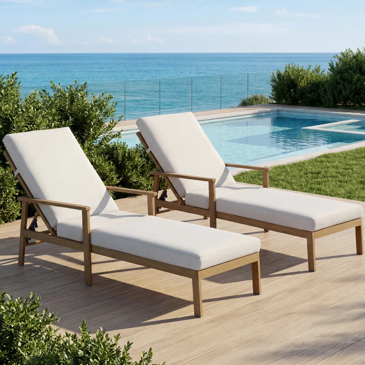 SeeHill Pool Lounge Chair, Aluminum Outdoor Chaise Lounge with Thick Cushion, Outdoor Lounger Poo... | Wayfair North America