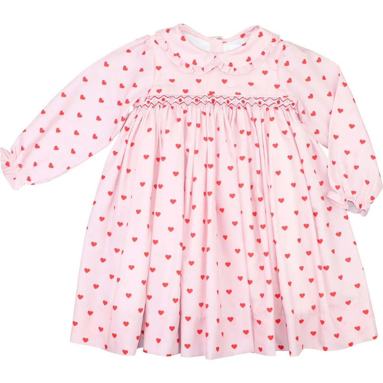 Pink And Red Smocked Hearts Dress | Cecil and Lou