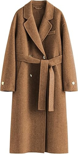 Peaceglad Womens Pea Coats Fall Long Trench Coat Double Breasted Button Down Lapel Belted Peacoat | Amazon (US)