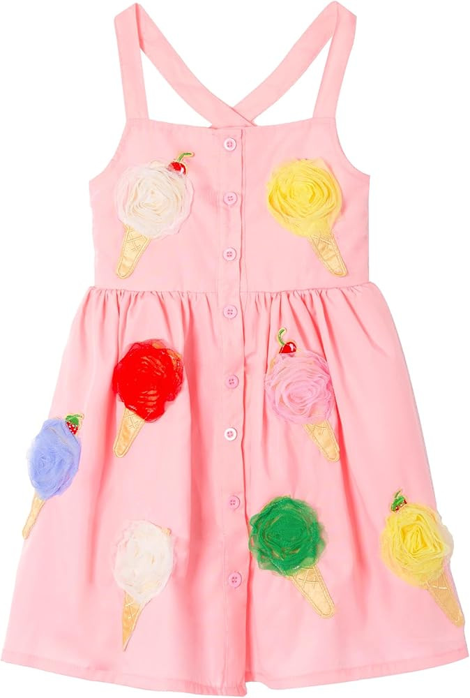 Toddler Girls Dresses Casual Back School Sleeveless Cross Straps Cutout Lined Elastic Waist Patte... | Amazon (US)