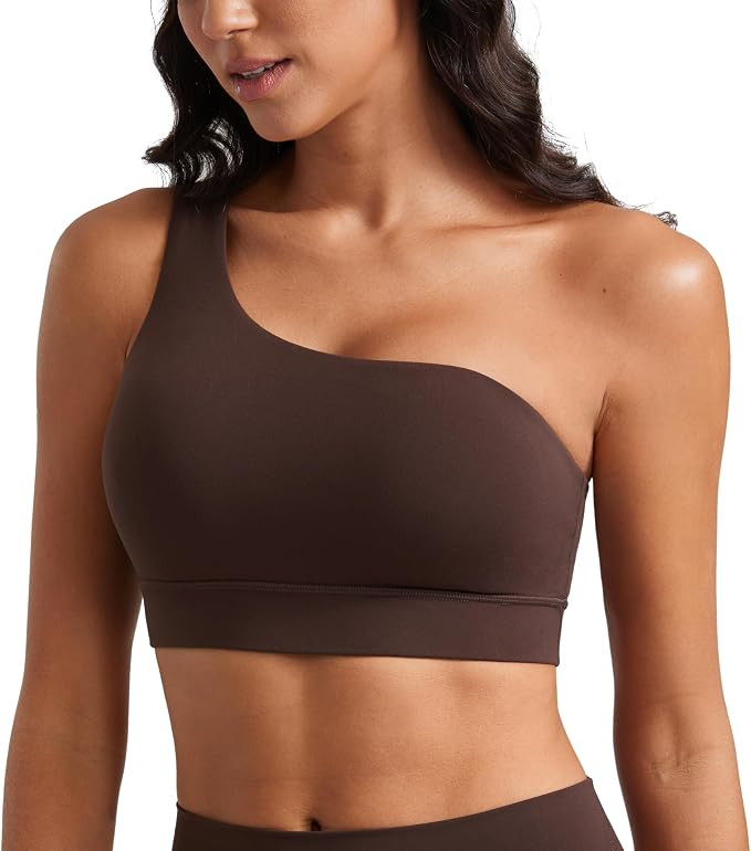 CRZ YOGA Butterluxe One Shoulder Sports Bras for Women - Sleeveless One Strap Low Impact Asymmetr... | Amazon (US)
