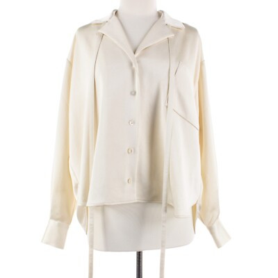 Alexis NWT Button Down Long Sleeve Liro Top Size XS/S in Solid Ivory Polyester | eBay US