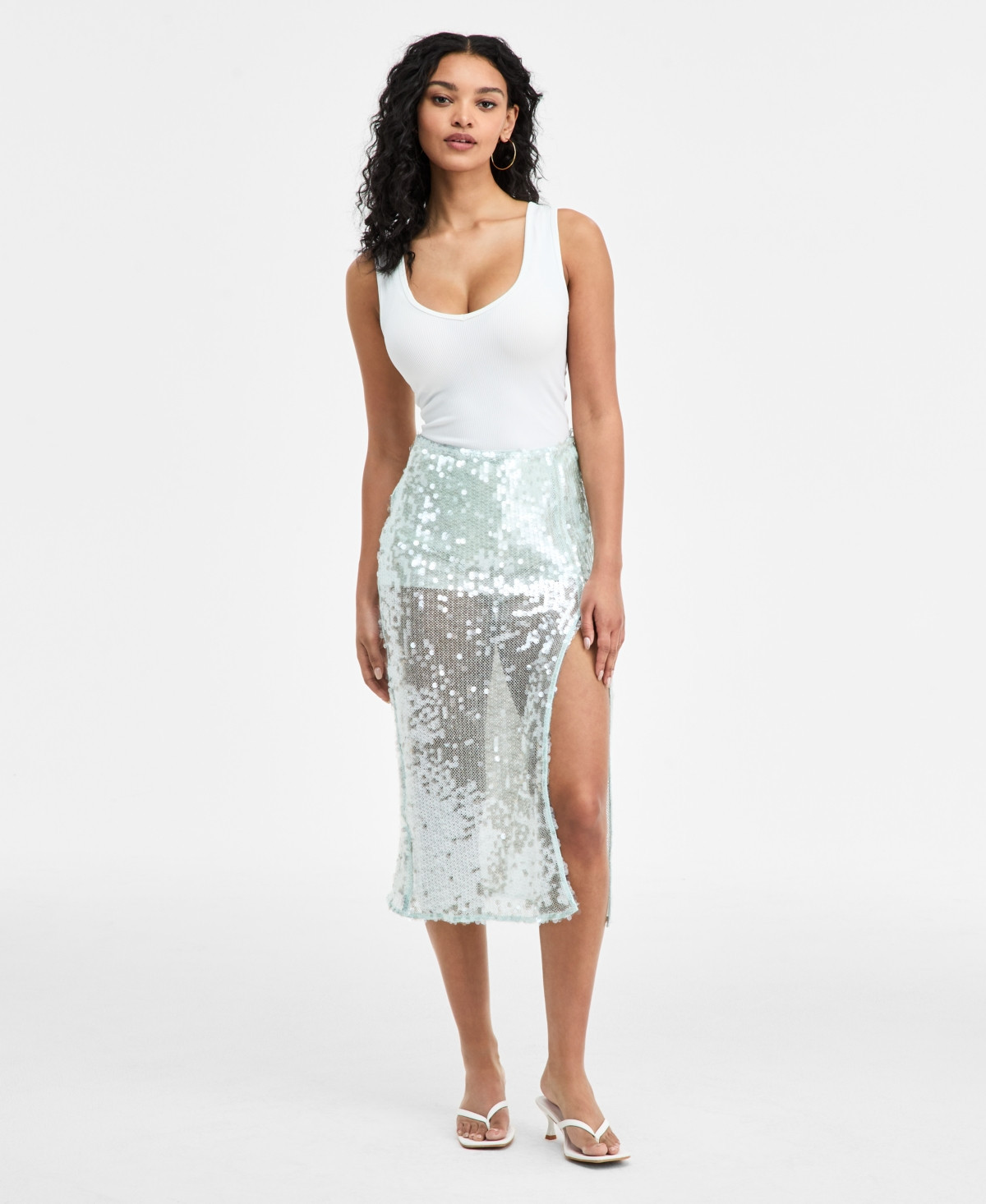 Bar Iii Women's Paillette Slip Skirt, Macy's Exclusive - Tahiitan Sky | Macy's