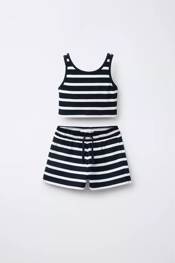 RIBBED T-SHIRT AND HEAVY BERMUDA SET | Zara US