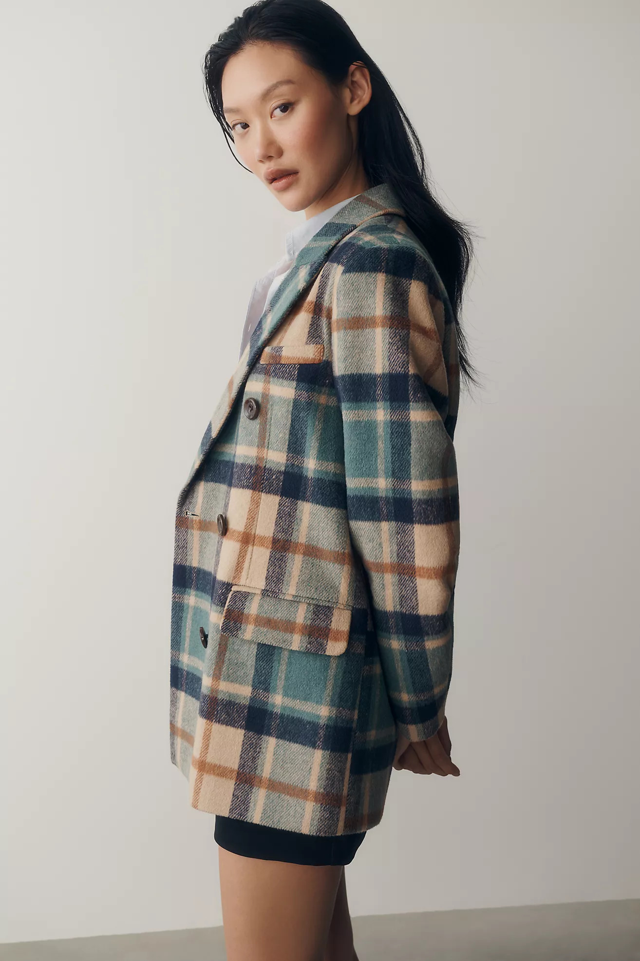 NVLT Plaid Double-Breasted Blazer | Anthropologie (US)