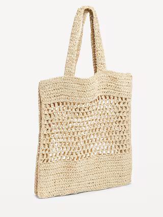 Straw-Paper Crochet Tote Bag for Women | Old Navy (US)