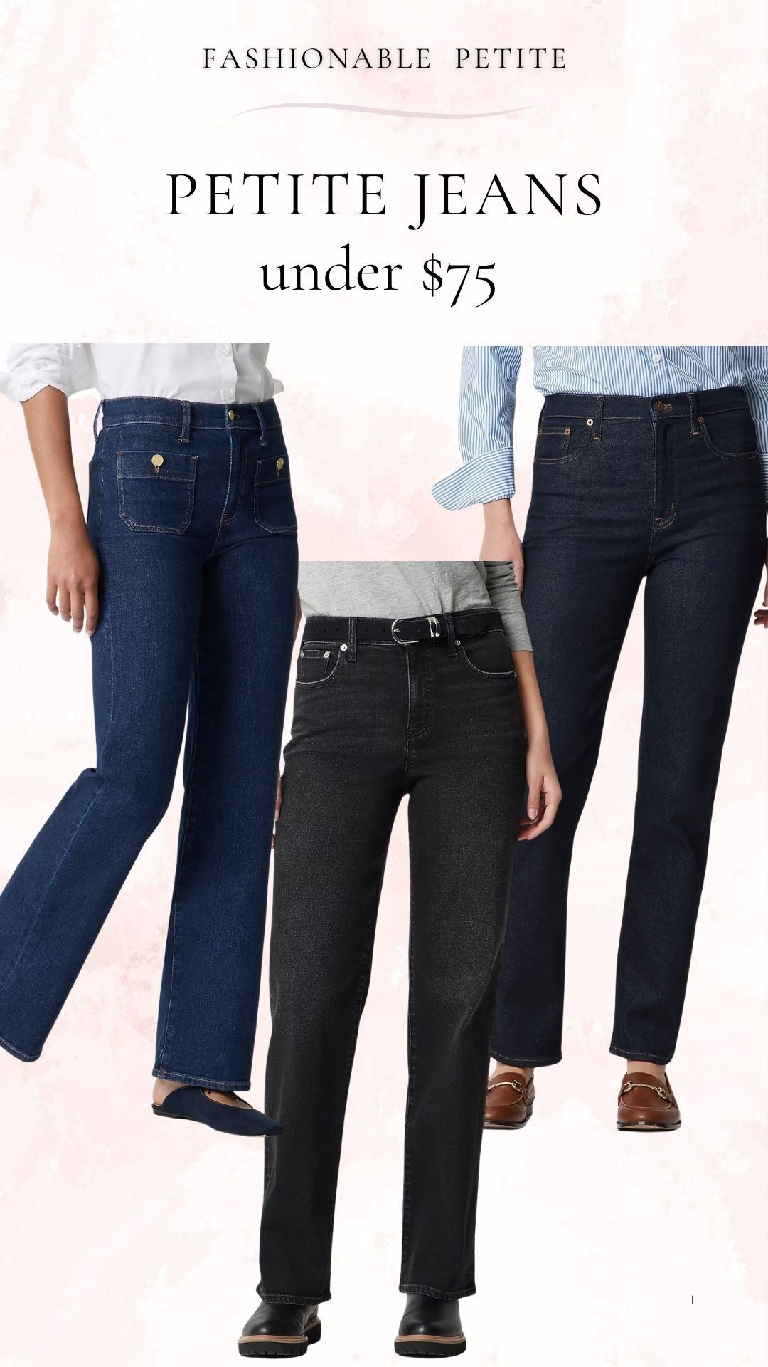 Petite friendly jeans from j crew factory!

Stove pipe jeans, wide leg jeans, petite jeans 

#LTKSaleAlert #LTKPetite #LTKFindsUnder100