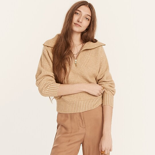 Cashmere plaited half-zip sweater | J. Crew US