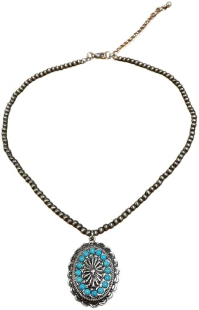 Western Style Necklaces for Women Concho with Rhinestone 16 Inch Necklaces Navajo Pearl | Amazon (US)