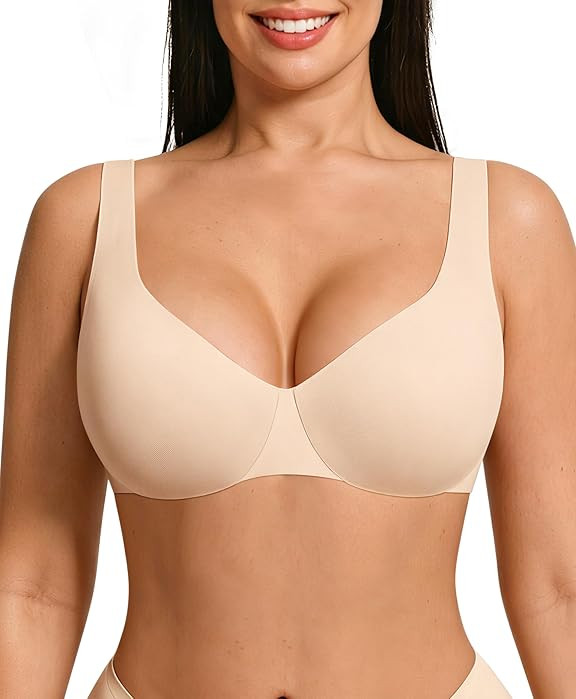 FeelinGirl Bras for Women Unlined No Padding Comfort Underwire Plus Size Full Coverage Seamless P... | Amazon (US)