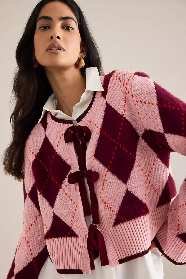 Maeve Argyle Tie-Front Cardigan | Anthropologie (UK)
