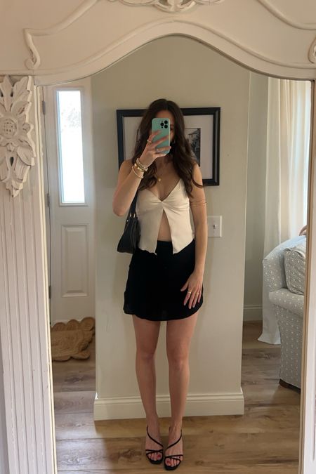 date night outfit, going out top, city beach Australia, satin top, silk top, black mini skirt, spring fashion, spring outfitt

#LTKfindsunder50 #LTKstyletip
