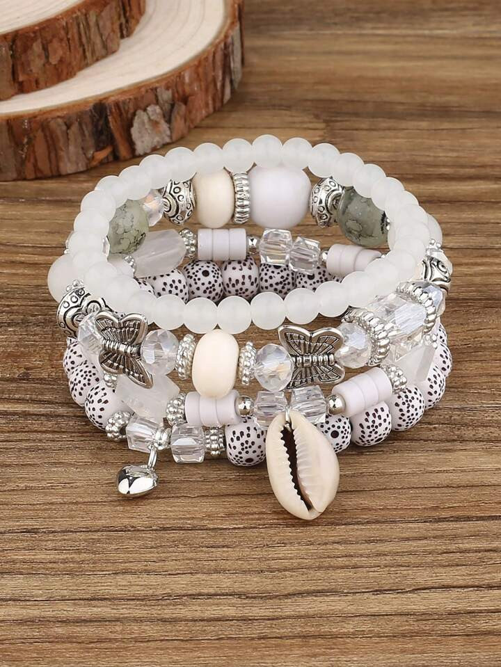 4pcs Bohemian Bodhi Multi-Layer Handmade Beaded Bracelet Set, Great For Vacation, Travel, And Dai... | SHEIN