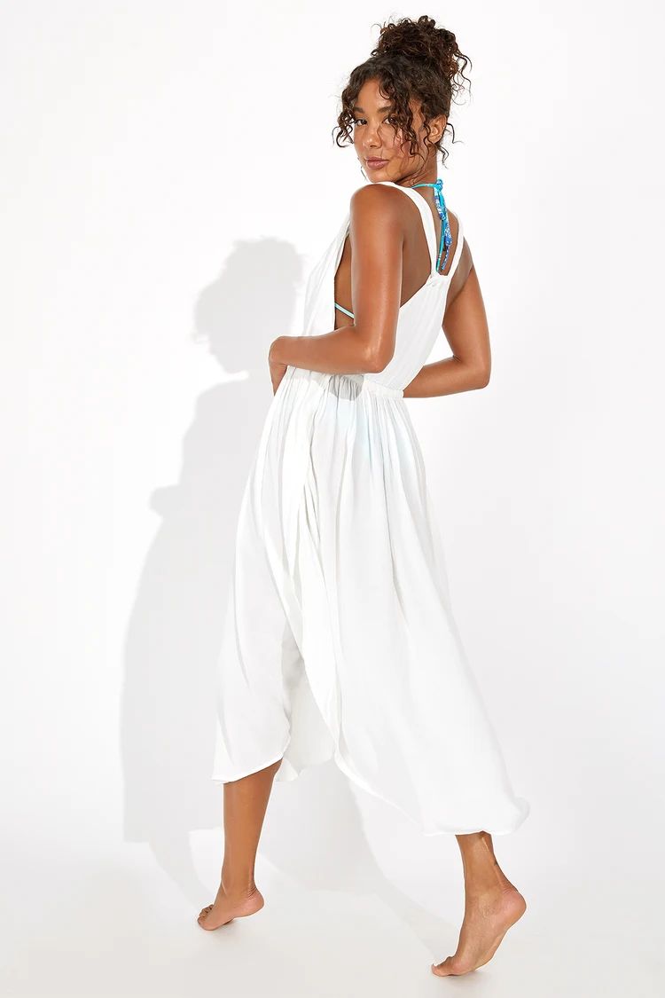 Santorini Sun White Drawstring Swim Cover-Up Dress | Lulus