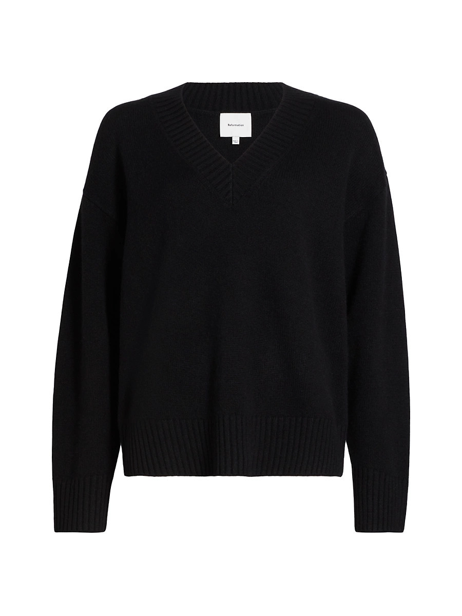 Women's Jadey Cashmere Oversized V-Neck Sweater - Black - Size Medium | Saks Fifth Avenue
