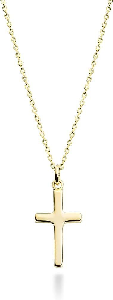 Miabella Italian 925 Sterling Silver or 18Kt Yellow Gold Over Silver Cross Necklace for Women, Sm... | Amazon (US)