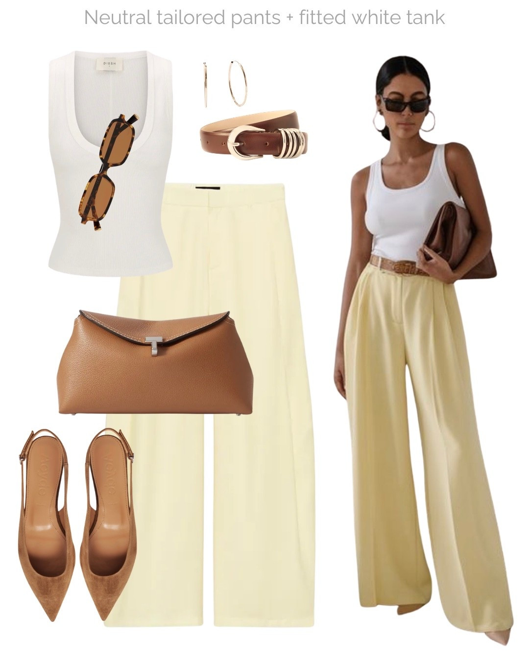 Chic spring outfit perfect for Mother’s Day 🌼

Tags: neutral aesthetic, butter yellow pleated pants, tailored trousers, slingback flats, toteme clutch bag, leather belt, Miu Miu sunglasses, dissh tank top, elevated everyday outfit formula 

#LTKgrwm #LTKootd #LTKMothersDay
