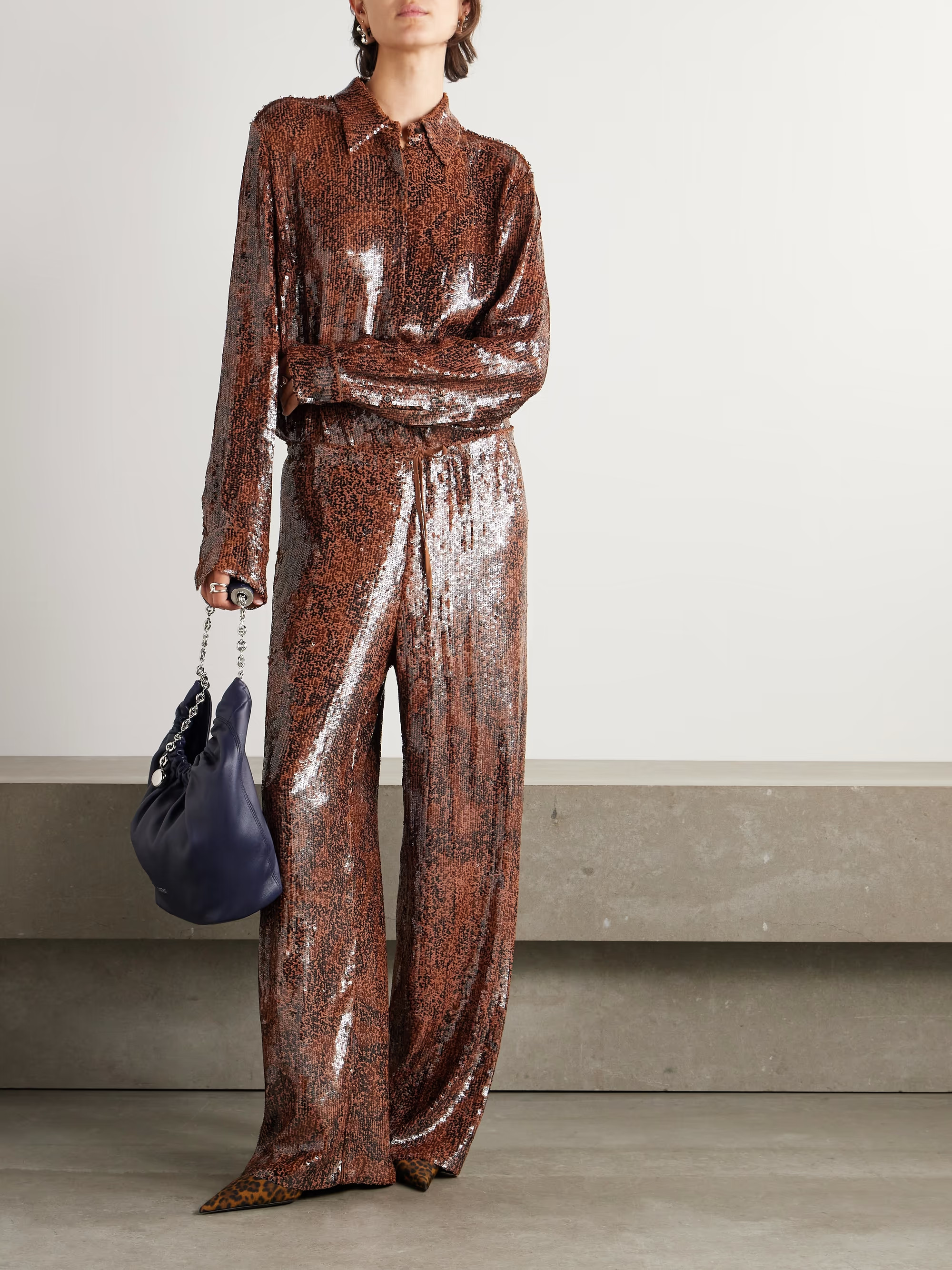 Sequined crepe wide-leg pants | NET-A-PORTER APAC