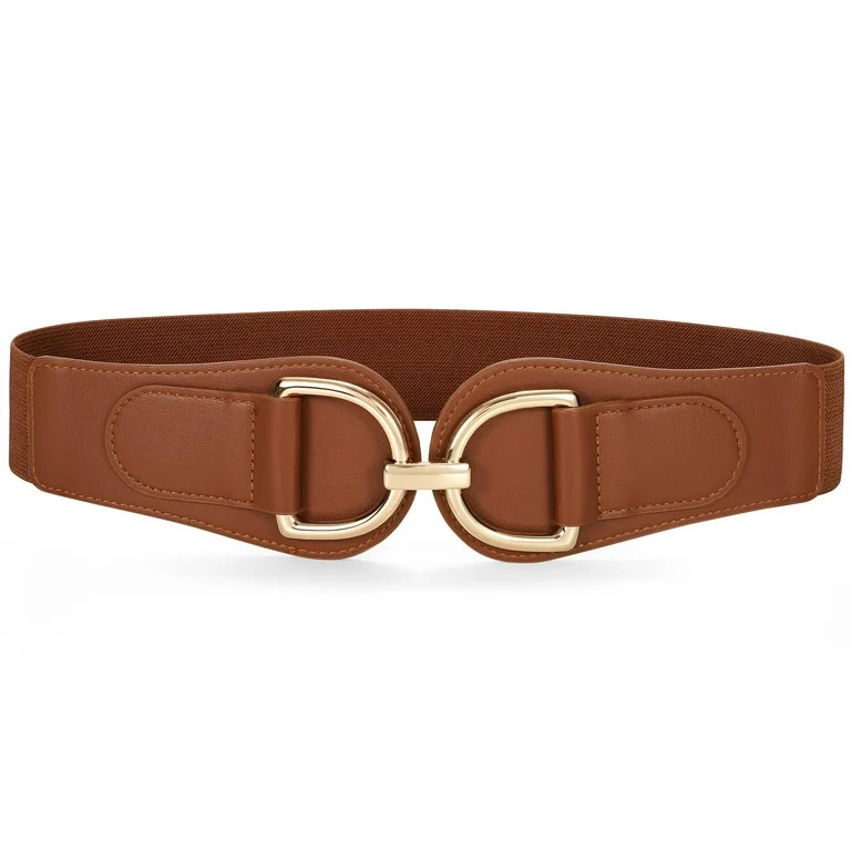 WHIPPY Women Stretch Wide Belt Gold Buckle Ladies Elastic Waist Belts for Dresses | Walmart (US)